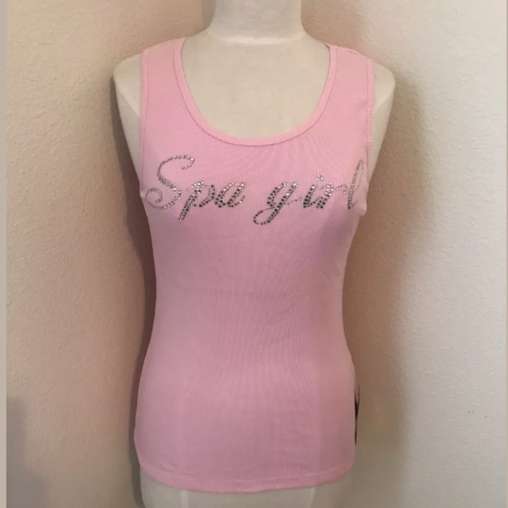 Pink Crystal Bling Tank Top - Spa Girl